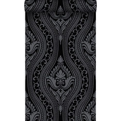 Origin - papier peint à dessin baroque en velours noir Wallcoverings