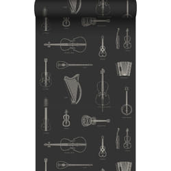 Origin - papier peint instruments de musique noir Wallcoverings