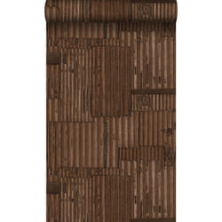 Origin - papier peint tôles ondulées en métal industrielles 3D brun rouille Wallcoverings