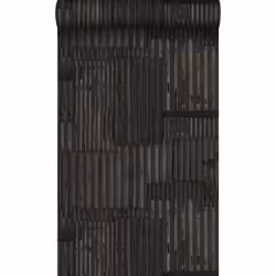 Ce papier peint à motif de tôles ondulées en métal en noir donnera de la profondeur et du caractère à votre pièce en créant u ...