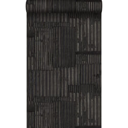 Origin - papier peint tôles ondulées en métal industrielles 3D noir Wallcoverings