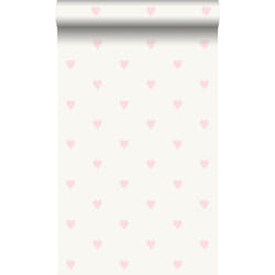 Origin - papier peint coeurs blanc brillant et rose Wallcoverings