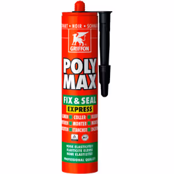 Mastic/Colle POLYMAX FIX&SEAL noir cartouche 425g Colle de montage et mastic d'étanchéité sans solvant à base de SMP-Polymère ...