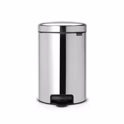 Brabantia -113888 - Poubelle à Pédale NewIcon avec Seau Intérieur en Métal 12 L -Inox Brillant