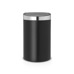 Brabantia Touch Bin with Plastic Inner Bucket, 40 L - Black with Matt Steel Fingerprint Proof Lid