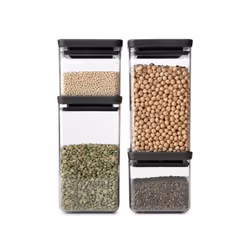 Brabantia Tasty+ pot Carré Plastique Noir, Transparent