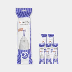 BRABANTIA - Sac poubelle PerfectFit Code D 15-20L - 6 ROULEAUX DE 20 SACS