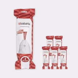 BRABANTIA - Sac poubelle PerfectFit Code J 20-25L - 6 ROULEAUX DE 20 SACS