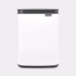 Brabantia Bo Waste Bin, 4 L, Rectangulaire, Acier, Blanc, Acier, Manuel