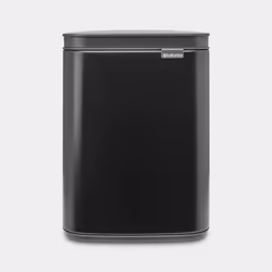 Brabantia Bo Waste Bin, 4 L, Rectangulaire, Acier, Noir, Acier, Manuel