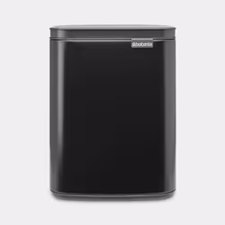 Brabantia Bo Waste Bin, 7 L, Rectangulaire, Acier, Noir, Acier, Manuel