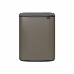 Brabantia Bo Touch Bin, 60 L, Rectangulaire, Plastique, Noir, Platine, Plastique, 545 mm