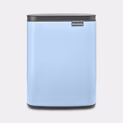 Brabantia Bo Waste Bin, 7 L, Rectangulaire, Acier, Bleu clair, Acier, Manuel