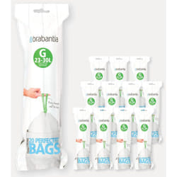 Brabantia - Lot de 12 rouleaux de 20 sacs poubelle 23/30 l blanc code g ( dont 1 offert)
