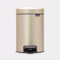Brabantia NewIcon Treteimer 3 Liter, 3 L, Rond, Champagne, Pédale, 16,8 cm, 168 mm