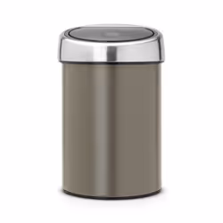Brabantia Touch Bin, 3 litres, Platine, 3 L, Rond, Plastique, Acier inoxydable, Métallique, Platine, Plastique, Manuel