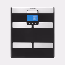 Brabantia 481949, Pèse-personne électronique, 160 kg, Noir, Acier inoxydable, kg, Carré, Senseur