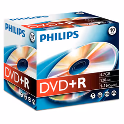 Philips DVD+R DR4S6J10C/10, DVD+R, 120 mm, 10 pièce(s), 4,7 Go