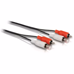 Philips Câble audio stéréo SWA2524W/10, 2 x RCA, Mâle, 2 x RCA, Mâle, 5 m, Noir