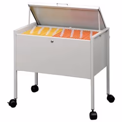 Chariot pour 50 dossiers suspendus avec couvercle gris - SMEAD - Contemporain - Meuble de bureau