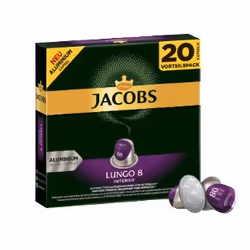Jacobs LUNGO 8 INTENSO, Capsule de café, Lungo, Nespresso, 20 tasses, Boîte