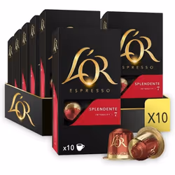 LOR Espresso Spledente Café en Capsules Intensité 7 le lot de 10 boîtes de 10 capsules