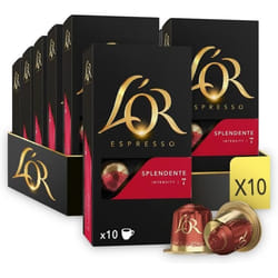 LOR Espresso Spledente Café en Capsules Intensité 7 le lot de 10 boîtes de 10 capsules
