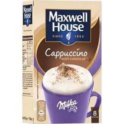 MAXWELL HOUSE - Cappuccino Milka Café Soluble 8 sticks - Sachet de 154 g