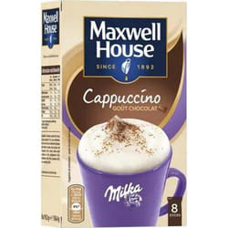 MAXWELL HOUSE - Cappuccino Milka Café Soluble 8 sticks - Sachet de 154 g
