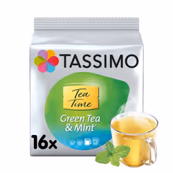 TASSIMO Tea Time Green Tea & Mint, Capsule de thé, Thé vert, Menthe, 200 ml, 2,5 g, 16 pièce(s)