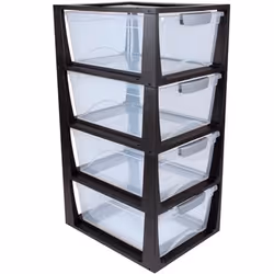 Sunware 48410612 Boîte de rangement Rectangulaire Plastique Noir, Transparent