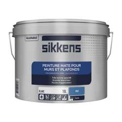 Peinture - SIKKENS - 10L - Blanc mat - Acrylique - Intérieur
