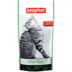 Les friandises bien-être Beaphar sont fourrées d'une pâte à l'herbe à chat.Votre chat raffolera de ces friandises enrichies e ...