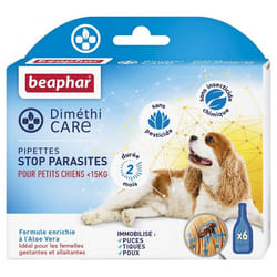Beaphar Diméthicare Stop Parasites Chiens Moins de 15 Kg 6 Pipettes