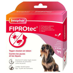 Beaphar Fiprotec 67 mg Solution Spot-On Petit Chien 2 à 10 kg 4 Pipettes