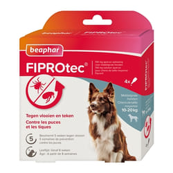 Beaphar - Antiparasitaire pour Chien - Fiprotec Spot-On - Traitement Puces & Tiques pour Chiens de 10-20 kg - Lot de 3+1 pipettes