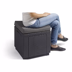 Allibert - Pouf de rangement Cube avec coussin Graphite Keter - Graphite - Vue supplémentaire 4