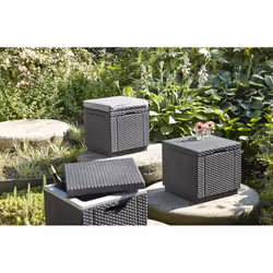 Allibert - Pouf de rangement Cube avec coussin Graphite Keter - Graphite - Vue supplémentaire 6