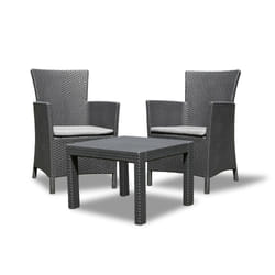 Salon de jardin Keter Rosario, 2 fauteuils et table, aspect rotin, résistant aux intempéries, graphite