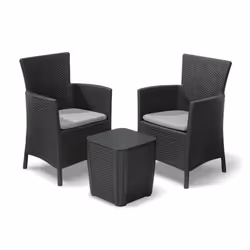 Allibert Iowa ensemble de balcon graphite, Graphite, Plastique, 2 siège(s), 39 cm, 39 cm, 43 cm