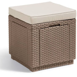 Allibert - Pouf de rangement Cube avec coussin Cappuccino Keter