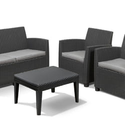 Les Tendances - Keter Set Lounge mia Grafite Canapé + 2 Fauteuils + Table de Rangement