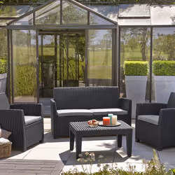 Les Tendances - Keter Set Lounge mia Grafite Canapé + 2 Fauteuils + Table de Rangement