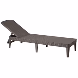 Chaise longue Transat bain de soleil Style Rotin Marron Keter