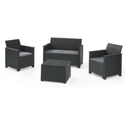 Keter Set 2 Fauteuils + Canapé + Table Basse EMMA LOUNGE Graphite