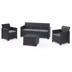 Dimensions extérieures Chaise : 65 x 63 x 74 cm Canapé : 163 x 65 x 74 cm Tableau : 60 x 55 x 39 cm Ensemble composé de : 2 f ...