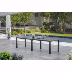 Table Julie double en résine de synthese injectée (polypropylene - Caco3) Graphite - Cette table 3 en 1 finition bois sera l' ...
