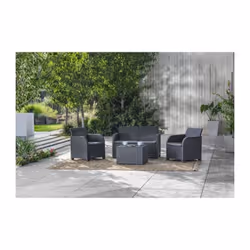 Salon comprenant 1 canap' 2 places ( L 113 x P 65 x H 74 cm) + 2 fauteuils( L 65 x P 63 x H 74cm) avec coussins d'assises pol ...
