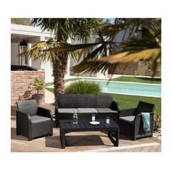 Salon de jardin imitation en rotin tresse allibert by keter - 5 places - Table basse 2 positions - Gris graphite - sanremo lyon
