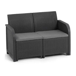 Keter - Allibert by Sanremo - canape de jardin - en resine aspect rotin tresse - gris graphite